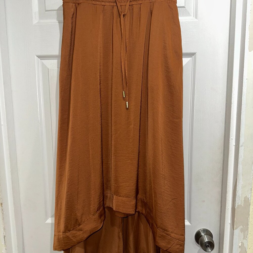 Banana Republic Size 6 Copper Brown High-Low Maxi Skirt | Elastic Waist